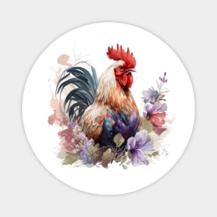 Rooster Flowers Magnet